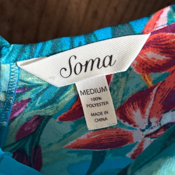 Soma Glamour Foliage Pajama Set in Blue with Floral Print - Picture 2 of 5